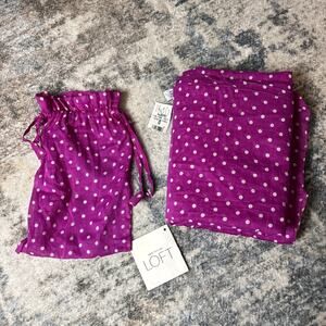 NWT Ann Taylor LOFT 100% Cotton Polka‎ Dot Pareo Sarong Purple/White